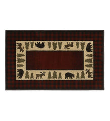 Plow & Hearth Hearth Rugs | Fireplace & Hearth Vista Bear And Moose Rug, 30" X 50" - Red