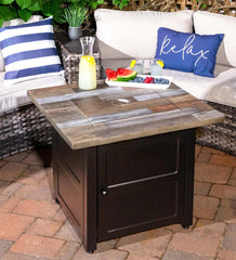 Plow & Hearth Fire Pits | Fireplace & Hearth Beldon Outdoor Lp Gas Fire Pit With Printed Resin Mantel, 30"