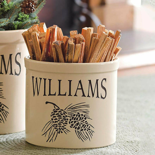 Handcrafted USA-Made Double Pinecone Personalized 2 Gallon Crock