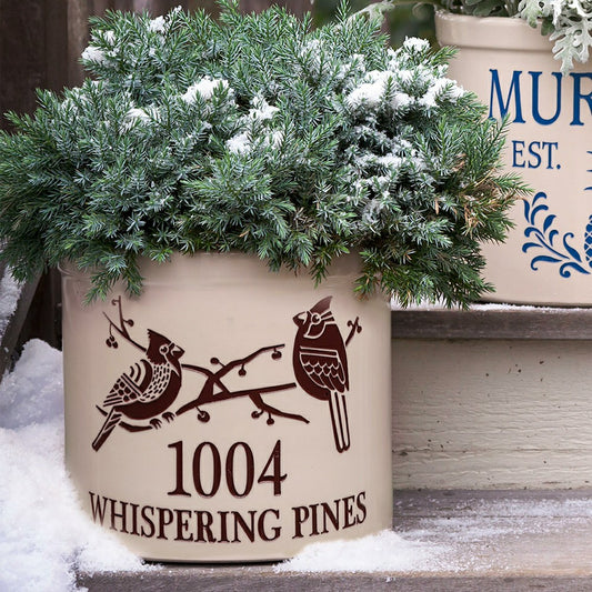 Cardinal Address Stoneware Crock