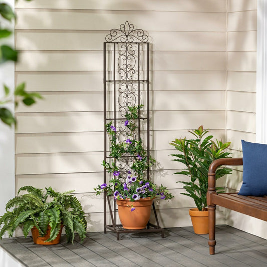 Montebello Metal Lattice Trellis with Planter Stand