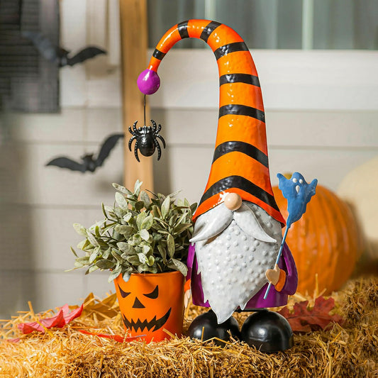 Metal Halloween Gnome Garden Planter