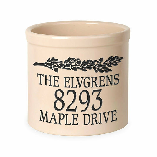 Acorn Personalized Address Crock With Name And House Number