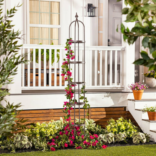 7' Powder-Coated Steel Garden Obelisk