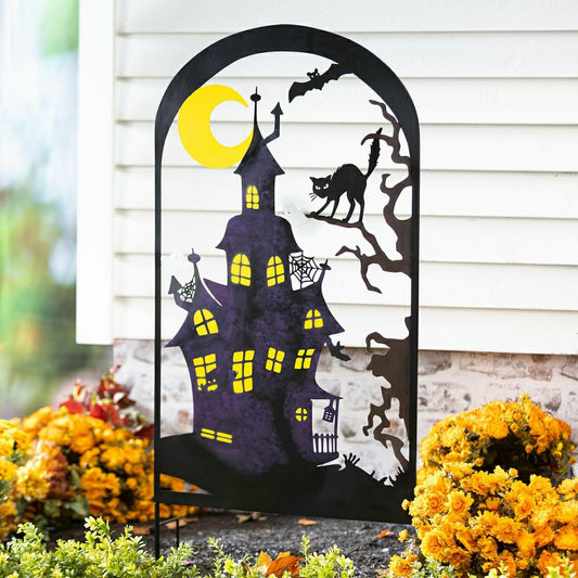 Metal Halloween Trellises In Witch And Haunted House Designs