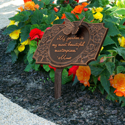Monet Garden Butterfly Lawn Plaque, Antique Copper