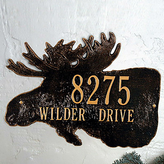 Moose Silhouette Address Plaque
