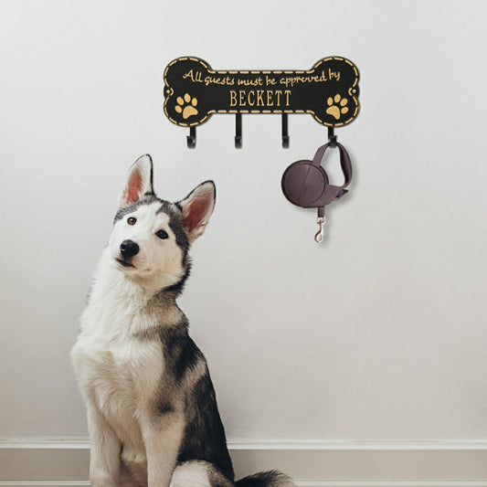 Beckett Paw Bone Hook Plaque, Black/Gold