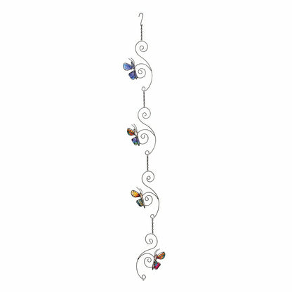Cottage Garden Rain Chain, Metal & Glass Butterfly, 62"