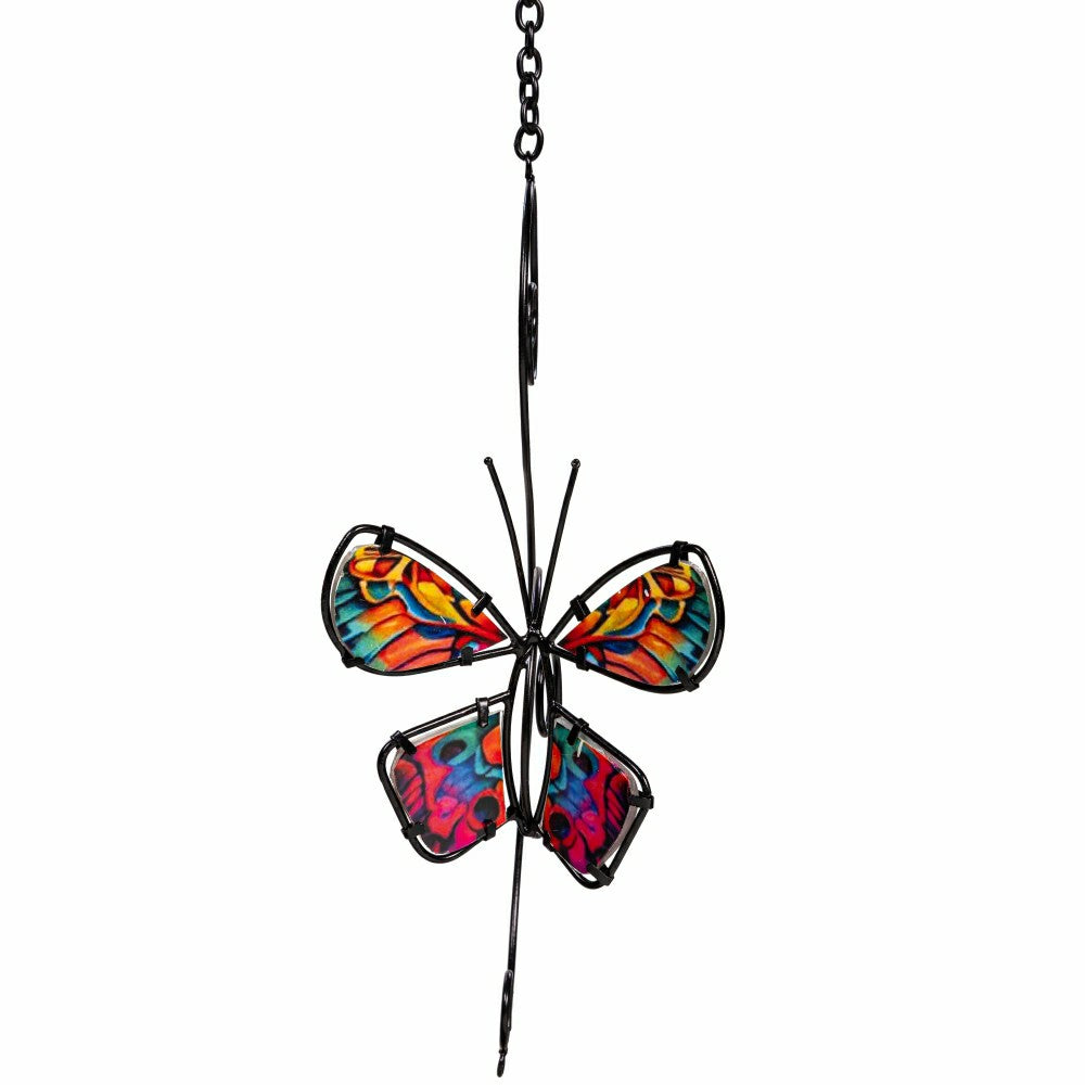 Cottage Garden Rain Chain, Metal & Glass Butterfly, 62"