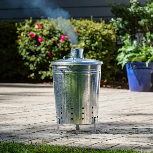 23" Galvanized Metal Garden Incinerator Waste Can