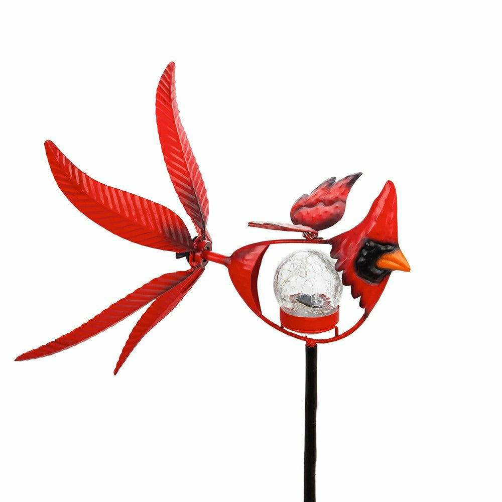 Memorial Mobile, Solar Cardinal Metal Wind Spinner with Glass Orb