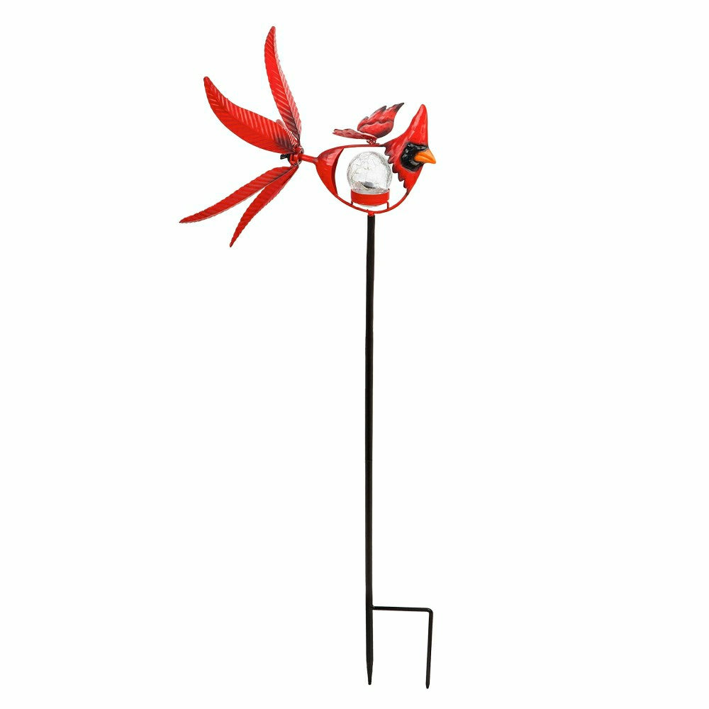 Memorial Mobile, Solar Cardinal Metal Wind Spinner with Glass Orb