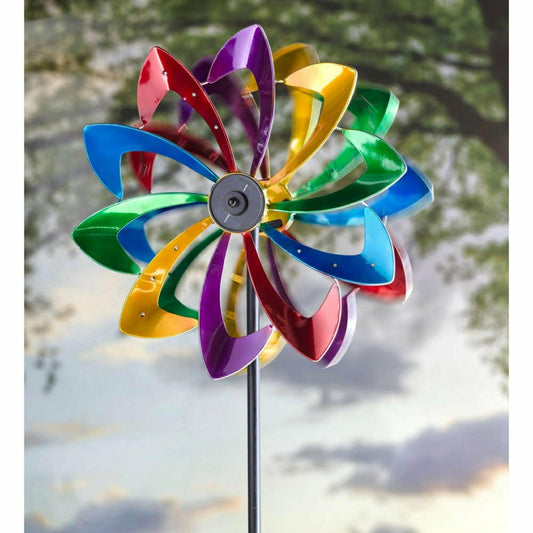 75" LED Solar Flower Wind Spinner