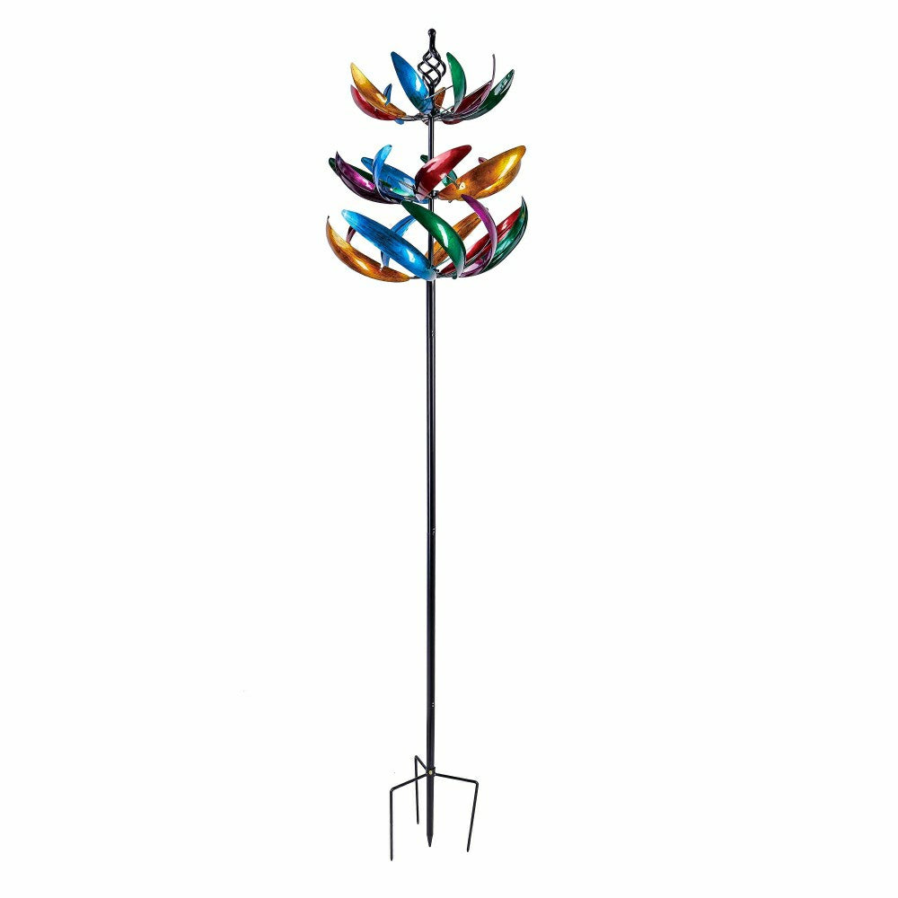 84"H Three Tiered Wind Spinner, Multi-Colored