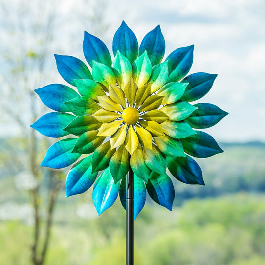 75" Ombre Floral Metal Yard Spinner