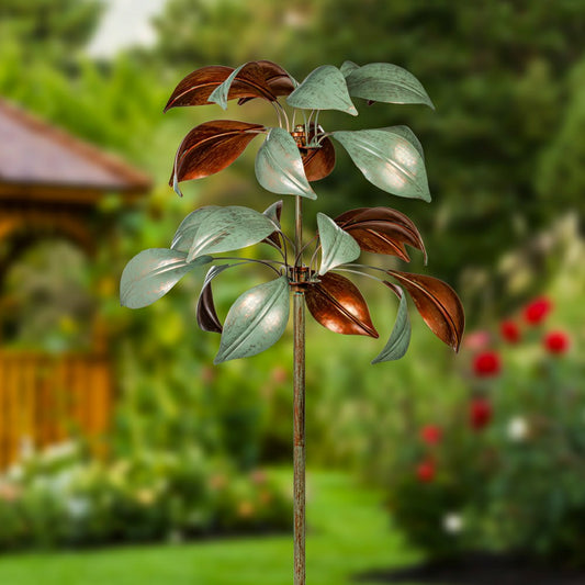 Verdigris & Copper Leaf Wind Spinner, 96" H