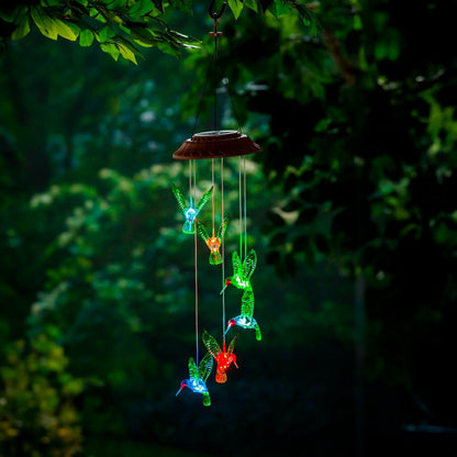 Cottage Garden Mobile, Solar Mobile, Painted Hummingbird