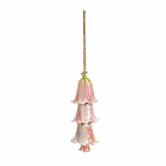 Pink Ceramic Flower Garden Bells Wind Chime