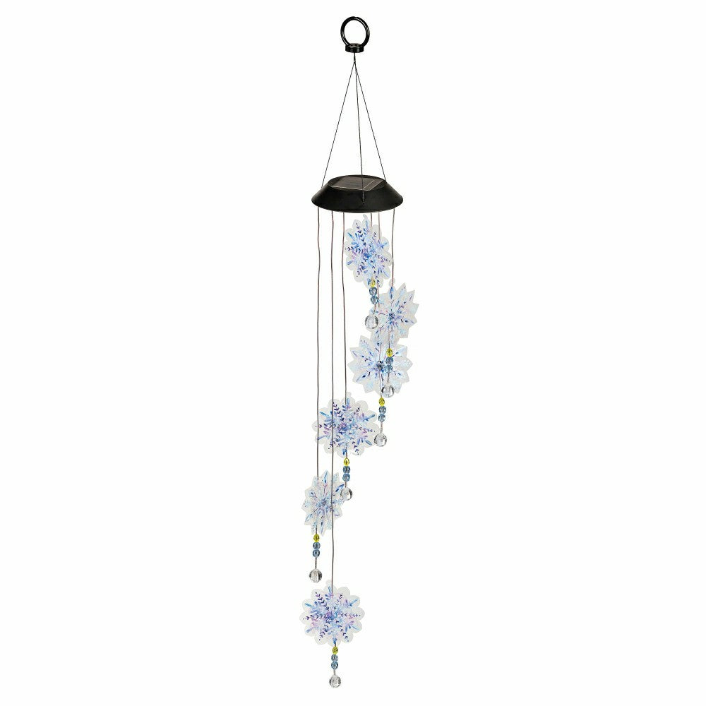 Snowflake White Light Solar Mobile, 26"H