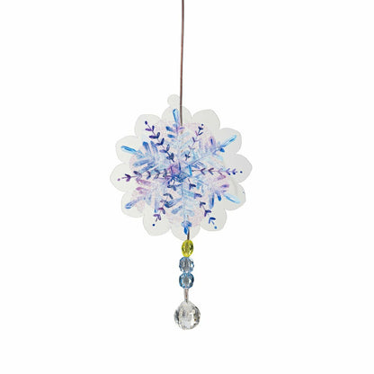 Snowflake White Light Solar Mobile, 26"H