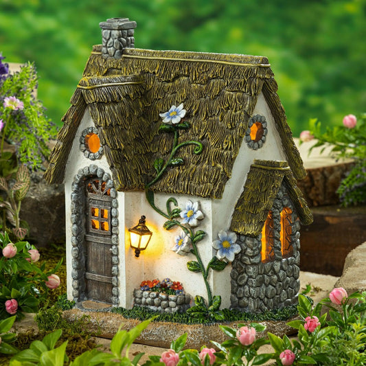Miniature Fairy Garden Solar English Stone Cottage