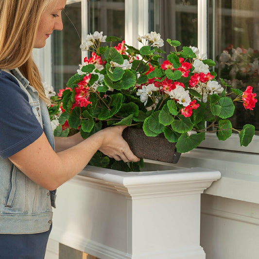 Everlasting Faux Red & White Geranium Window Box Filler