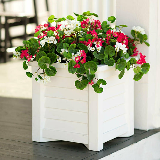 Faux Red and White Geranium Urn/Planter Filler