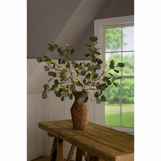 Indoor/Outdoor Battery-Operated Lighted Eucalyptus Branches, Set of 2