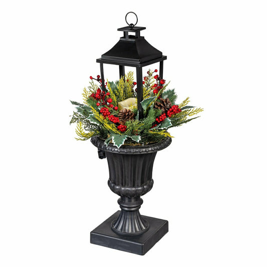 Woodland Storybook Faux Floral Artificial Lantern with Holly Berry, 27"H