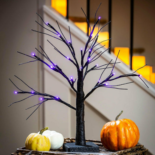 19"H LED Halloween Glittered Tree