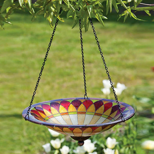 14" Glass Hanging Birdbath, Tiffany