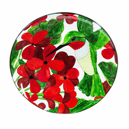 Cottage Garden Birdbath, Glass bird bath with Stand, Hummingbird, 16"