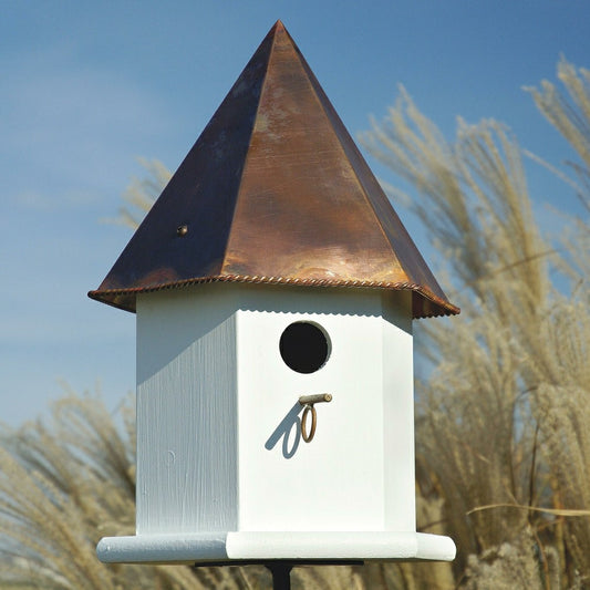 Copper Songbird Deluxe Birdhouse w/Brown Patina Roof