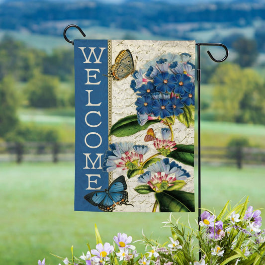 Floral Horse Welcome Moire House Flag