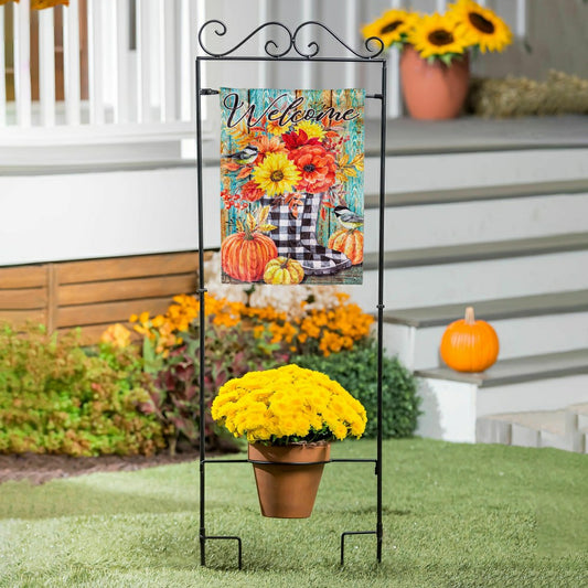 Potted Plant Garden Flag Stand