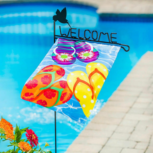 Hummingbird Welcome Garden Flag Stand