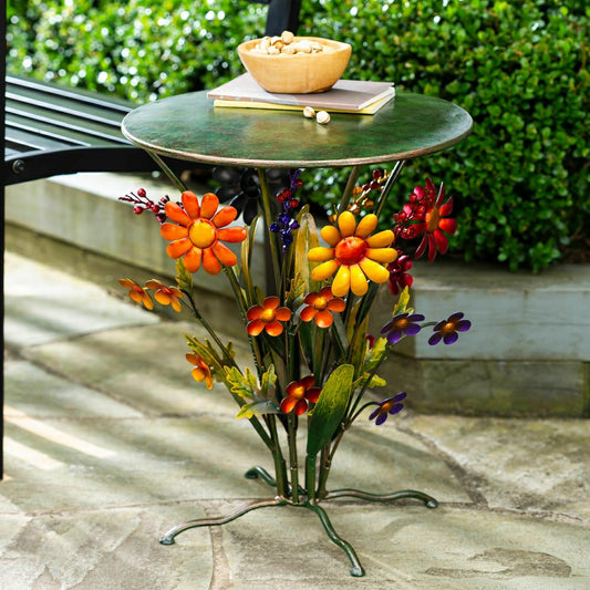 Handcrafted Metal Daisy Side Table
