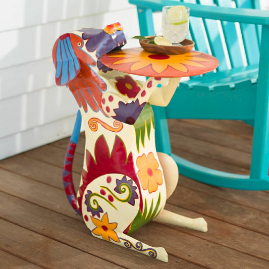 Folk Art Metal Dog Table
