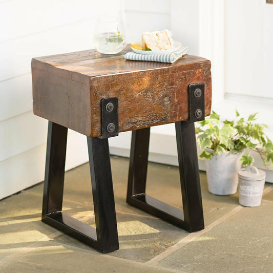 Richland Indoor/Outdoor Reclaimed Wood Stool/Side Table