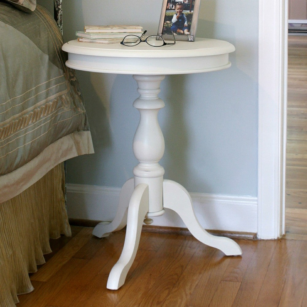 Pedestal-Based Wooden Accent Table