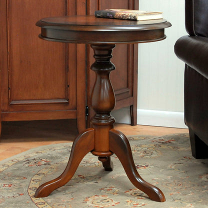 Pedestal-Based Wooden Accent Table