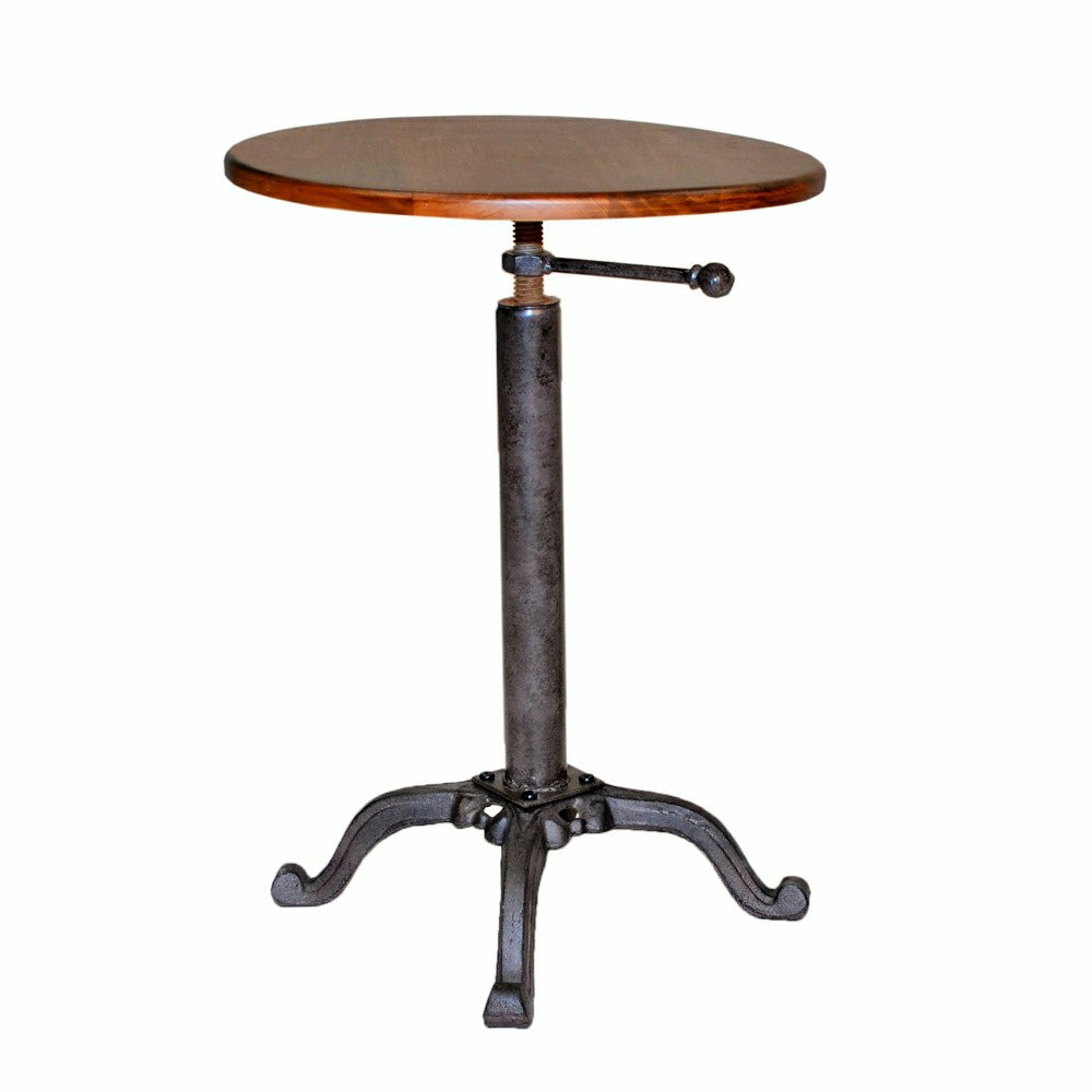 Adjustable Height Mango Wood and Metal Accent Table