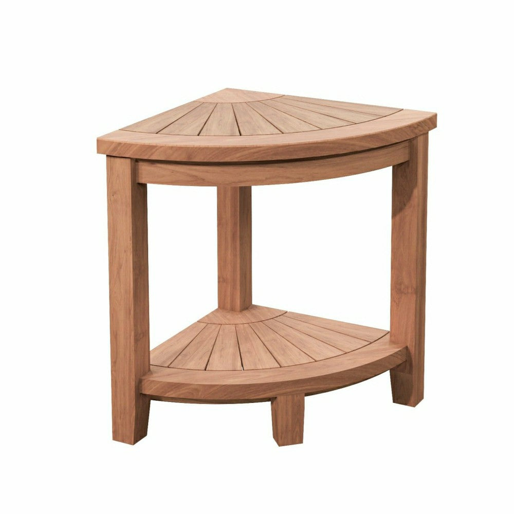 Stanley Natural Teak Shower and Bath Corner Stool with Shelf - 15.7"