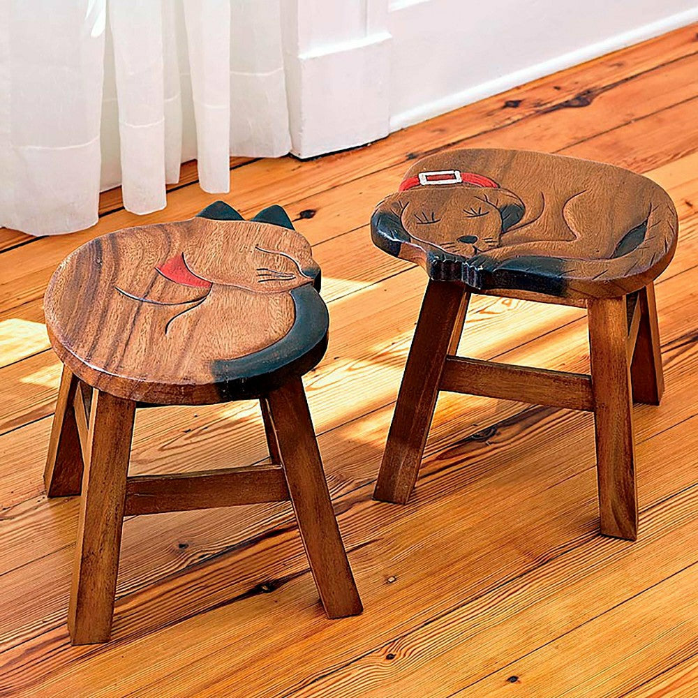 Dog or Cat Hand-carved Footstool