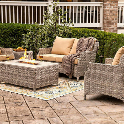5Pcs Alum Wicker Conversation Set with Cushions