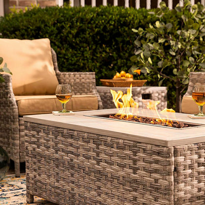 5Pcs Alum Wicker Conversation Set with Cushions