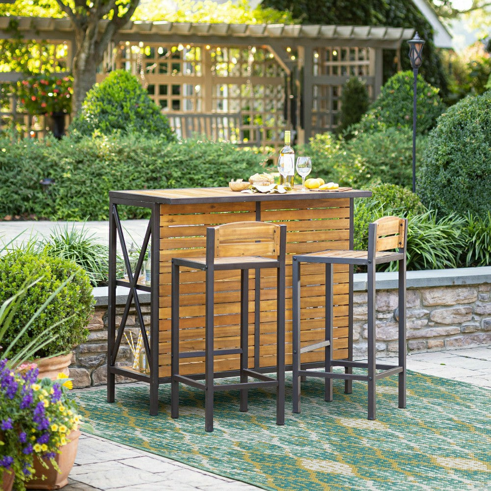Aacia Bar Table with Iron Frame