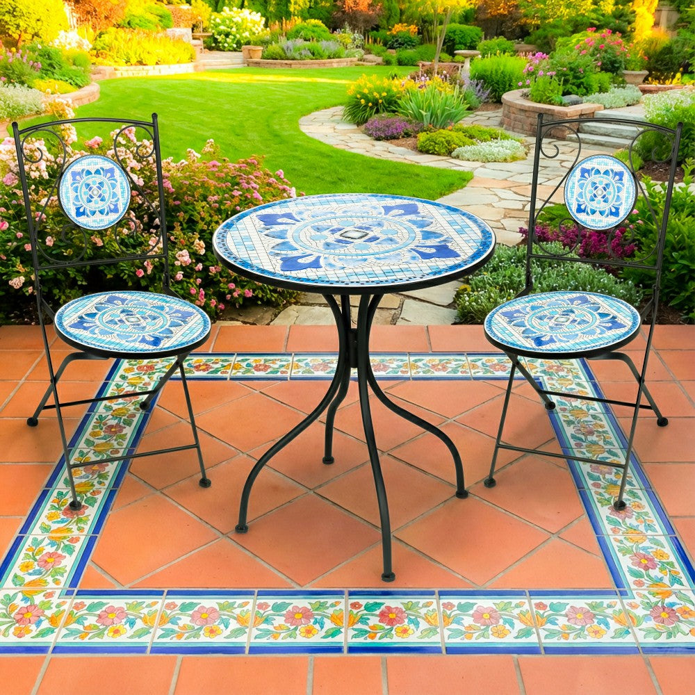 Santorini Breeze Mosaic Bistro Table and Chair Set