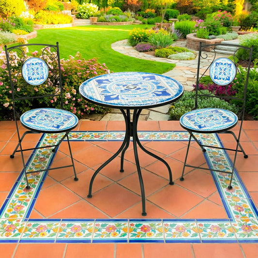 Santorini Breeze Mosaic Bistro Table and Chair Set